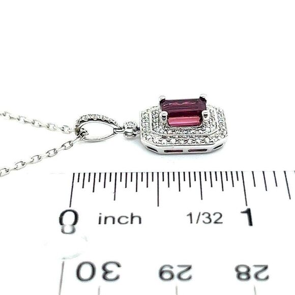 Diamond Rubellite Tourmaline Necklace 18" 18k G 1.80 TCW Certified $4,950 921140 - Picture 3 of 16